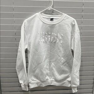 SHEIN White 'Bride' Crewneck Sweater